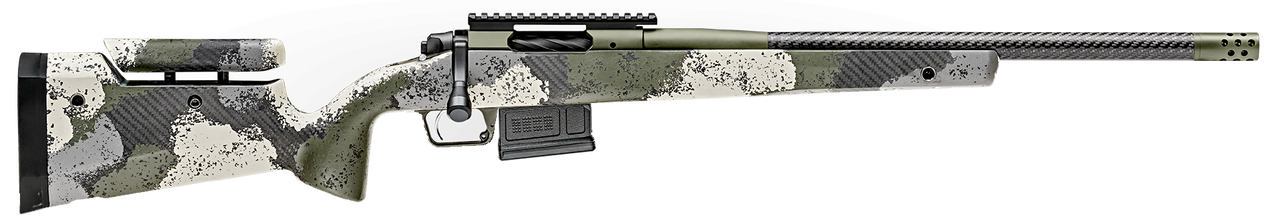 Springfield Model 2020 Waypoint 6MM Creedmoor, 20" Carbon Fiber Barrel, SA Radial Brake, Green, Mil-Spec Green Cerakote, Evergreen Camo Adj Carbon Fiber Stock M-LOK, TriggerTech Adj Trigger, AICS 5rd Mag
