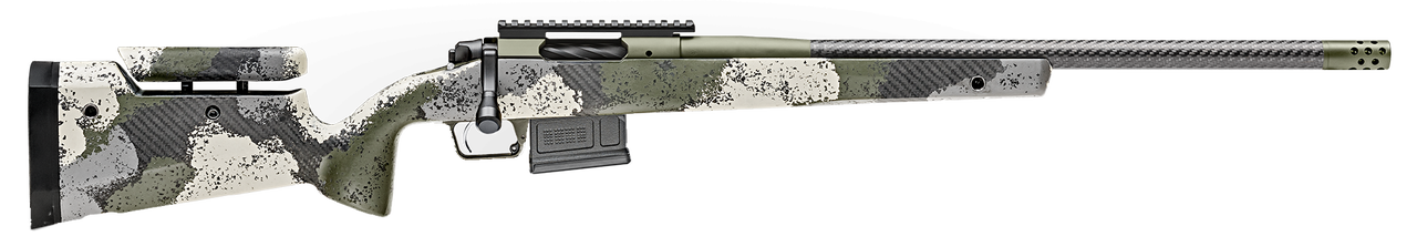 Springfield Model 2020 Waypoint 6.5MM Creedmoor, 22" Carbon Fiber Barrel, SA Radial Brake, Green, Mil-Spec Green Cerakote, Evergreen Camo Adj Carbon Fiber Stock M-LOK, TriggerTech Adj Trigger, AICS 5rd Mag
