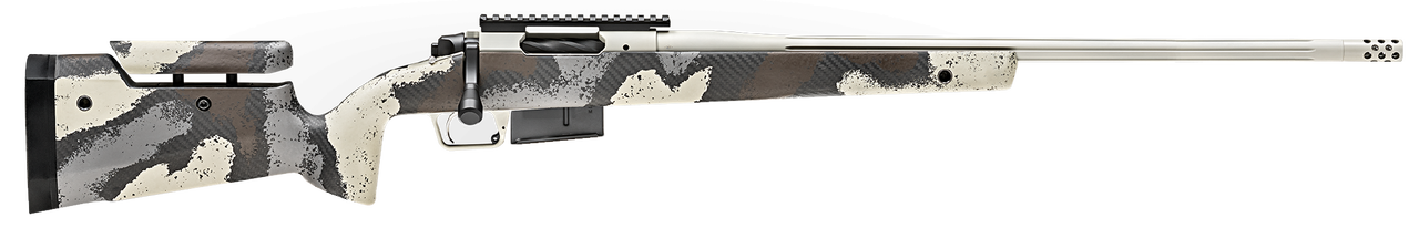 Springfield Model 2020 Waypoint 6.5 PRC, 24" Fluted Stainless Barrel, SA Radial Brake, Tan, Desert Verde Cerakote, Ridgeline Camo Adj Carbon Fiber Stock M-LOK, TriggerTech Adj Trigger, AICS 3rd Mag