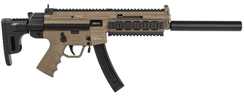 GSG-16 22 LR, 16.25" Barrel, Collapsible Stock, Faux Suppressor, FDE, 10rd