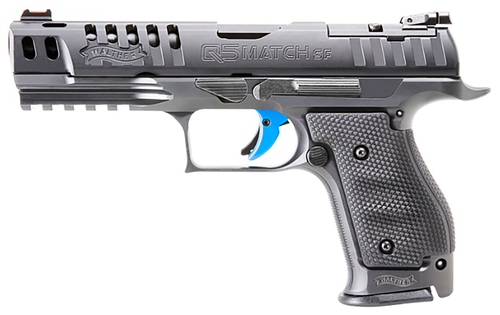 Walther Q5 Match Pro 9mm, 5" Barrel, Black, Blue Trigger, 10rd
