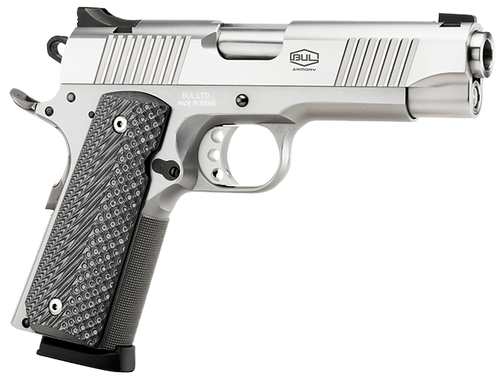 Bul 1911 Commander 45 ACP, 4.25" Barrel, Silver, Black G10 Grip, 8rd