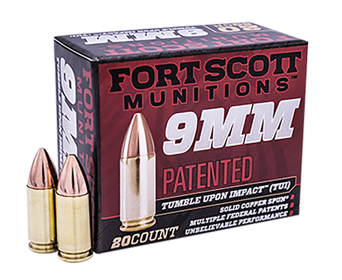 Fort Scott TUI 9mm, 80gr, Nickel-Plated, Solid Copper Spun, 20rd Box