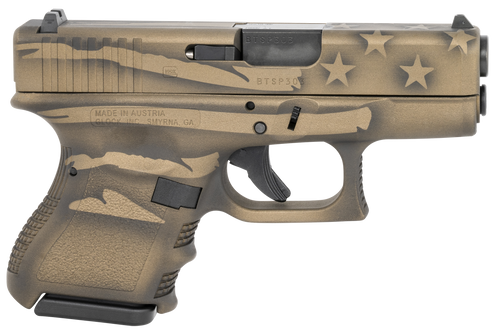 Glock G26 Gen 3 9mm, 3.43" Barrel, Coyote Battle Worn Flag Cerakote, Polymer Grip, 10rd