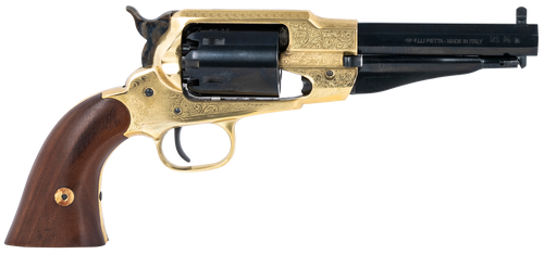 Pietta 1858 Sheriff 44 Cal, 5.5" Barrel, Engraved Brass Frame, Walnut Grip, 6rd
