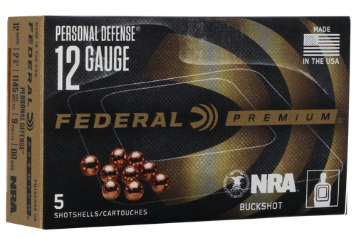Federal Premium 12 Ga, 2.75", 9 Pellets, 00 Buck Shot, 5rd Box