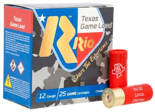 Rio Texas Game Load 12 Ga, 2.75" 2 3/4 oz, 8 Shot, 25Bx/10Cs