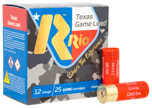 Rio Texas Game Load 12 Ga, 2.75", 1 1/4 oz, 6 Shot, 25rd Box