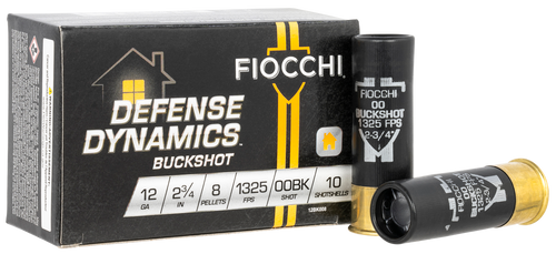 Fiocchi Defense Dynamics 12 Ga, 2.75", 8 Pellets, 00 Buck Shot, 10rd Box