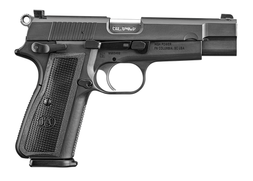 FN High Power 9mm, 4.7" Barrel, Black, Driftable Dovetail Sights, Manual Safety, 10rd
