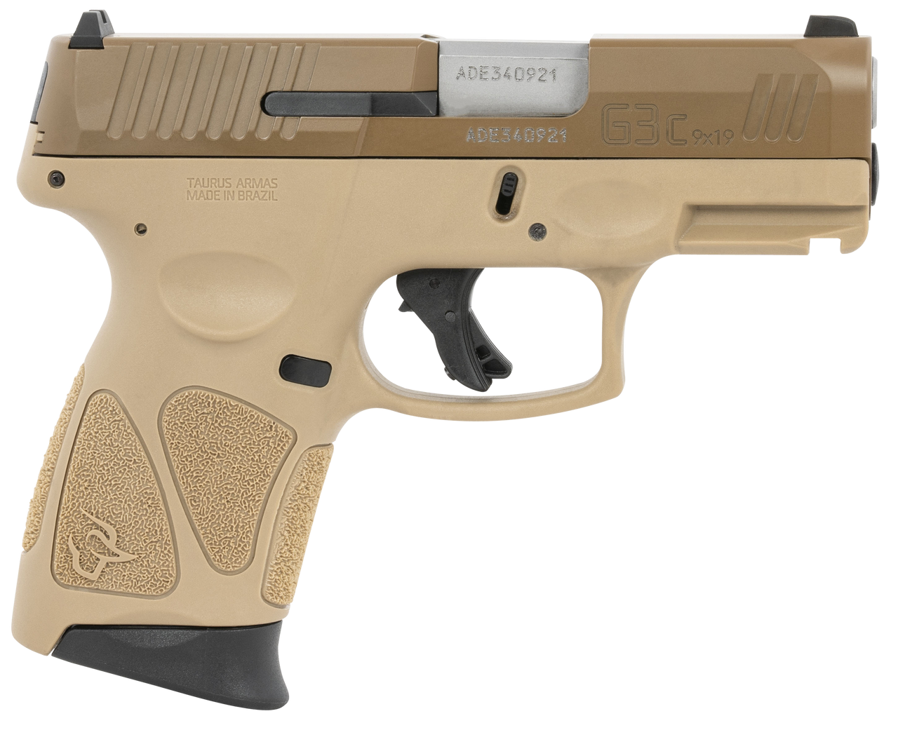 Taurus G3c 9mm, 3.2" Barrel, Tan/Coyote, Manual Safety, 12rd