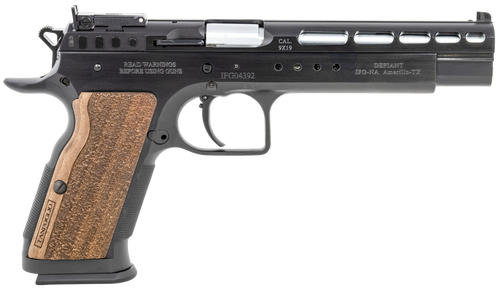 Tanfoglio IFG Gold Match 9mm, 6" Barrel, Black, Wood Grip, 16rd