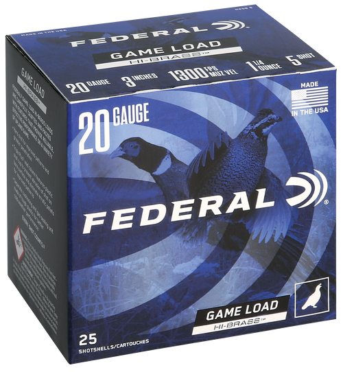 Federal Game-Shok 20 Ga, 3", 1 1/4 oz, 5 Shot, 25rd Box