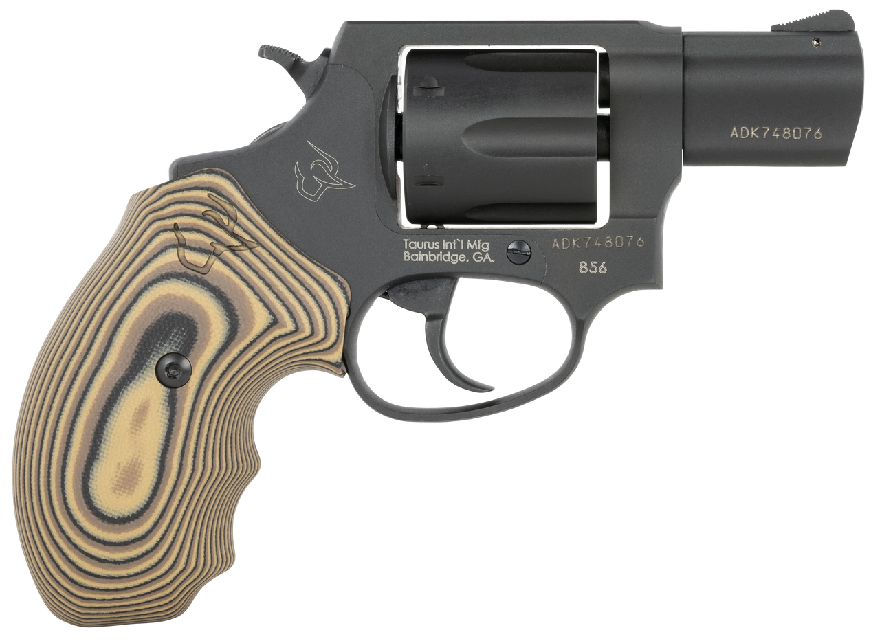 Taurus 856 .38 Special, 2" Barrel, Matte Black Carbon, Brown VZ Cyclone Grip, 6rd
