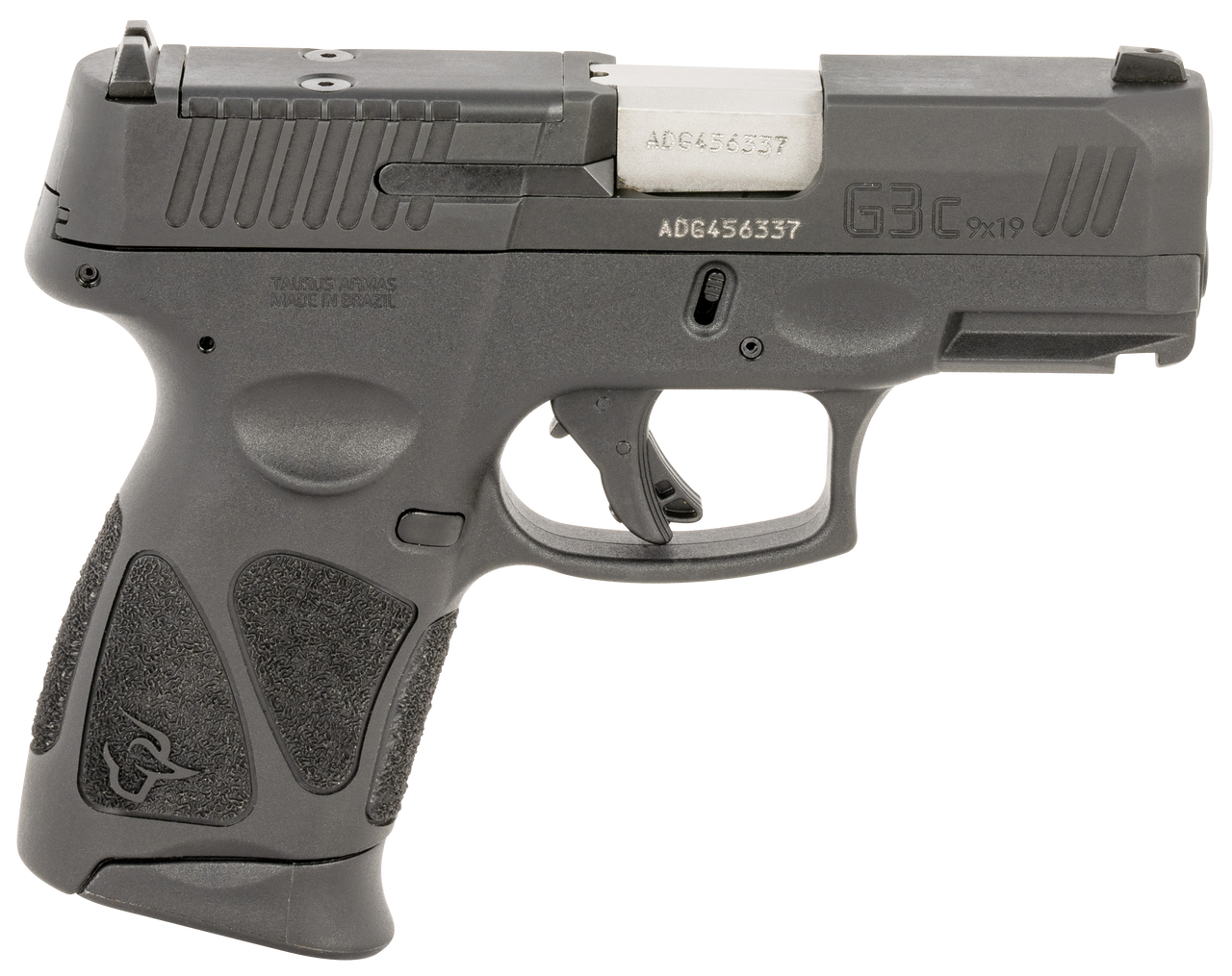 Taurus G3C 9mm, 3.20" Stainless Steel Barrel, Optic Cut Slide, Black Frame Picatinny Rail, 12rd