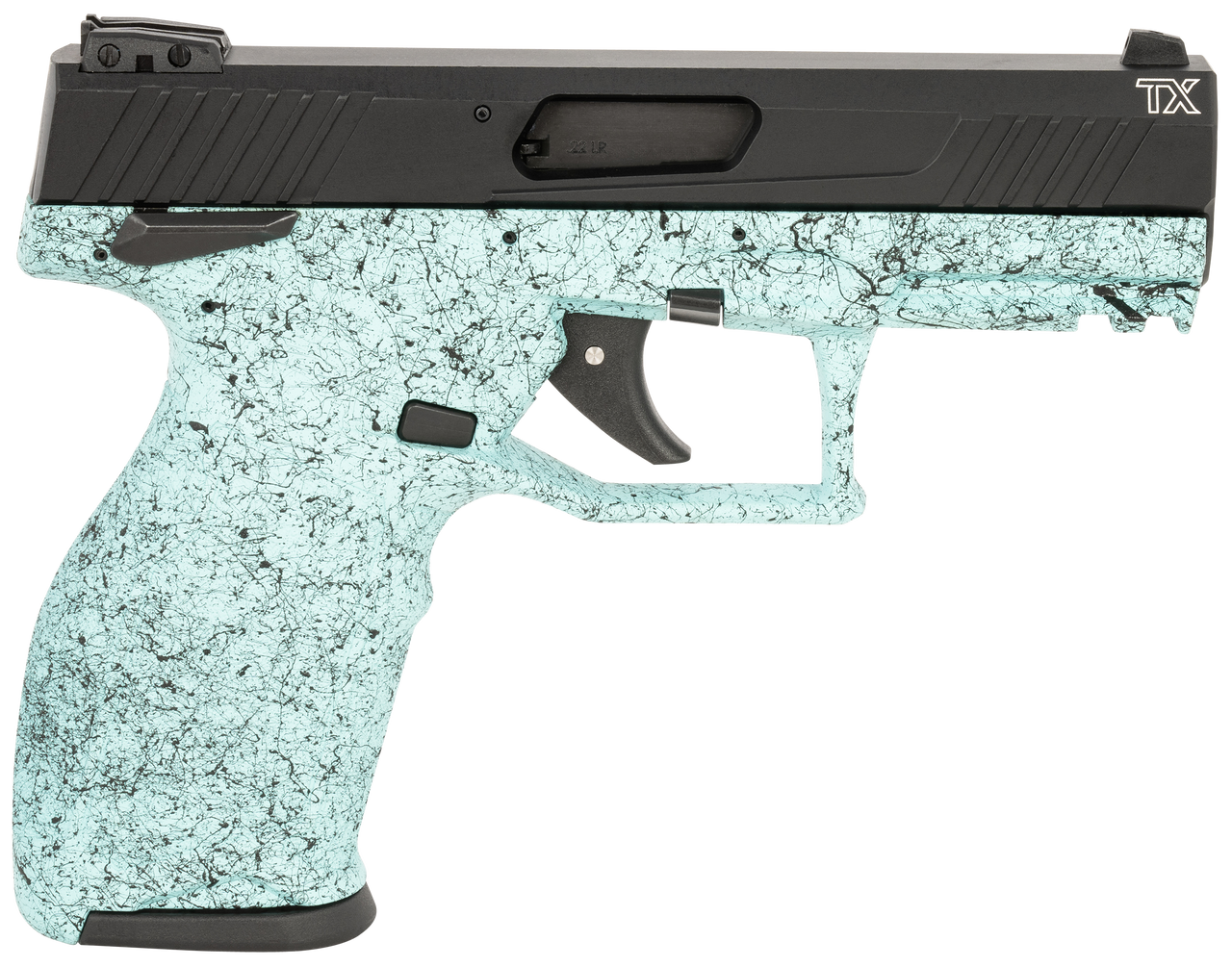 Taurus TX22 22 LR, 4.1" Threaded Barrel, Cyan Splatter, 16rd