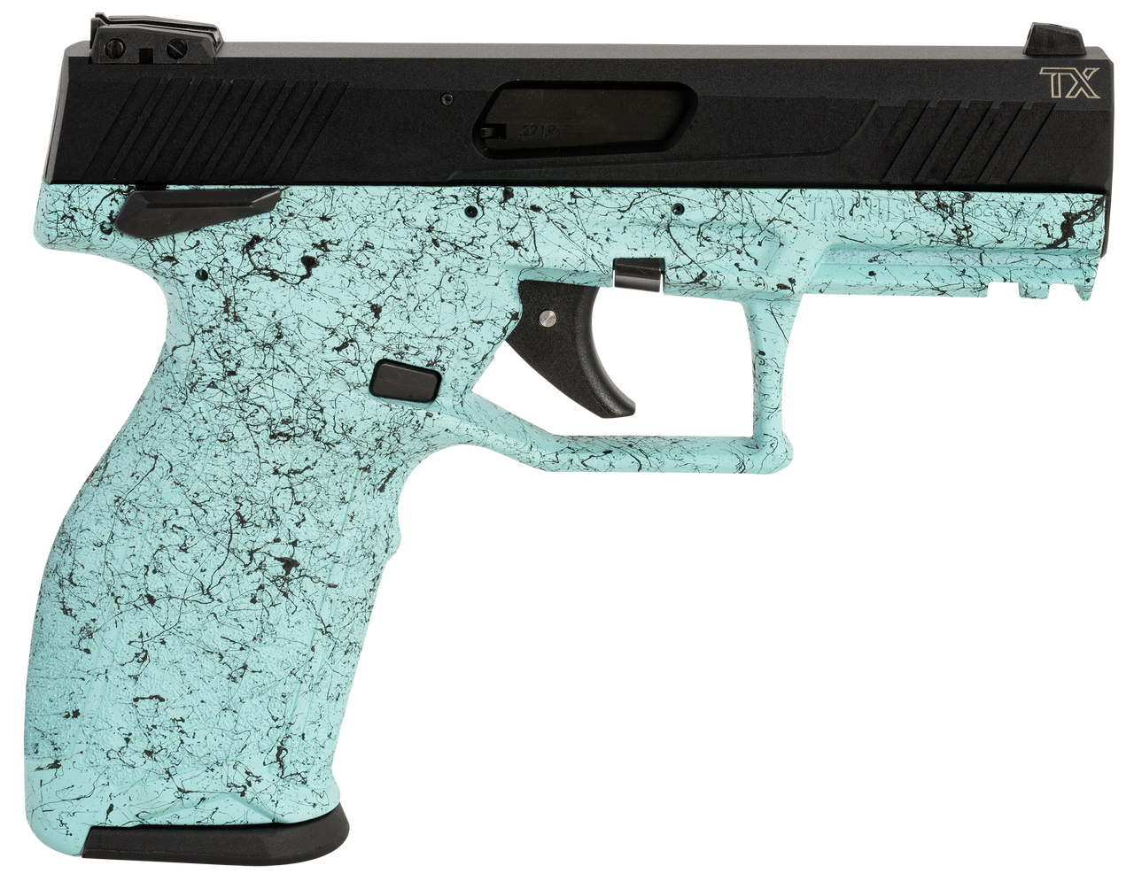 Taurus TX22 22 LR, 4" Threaded Barrel, Cyan Frame, Black Slide, 10rd