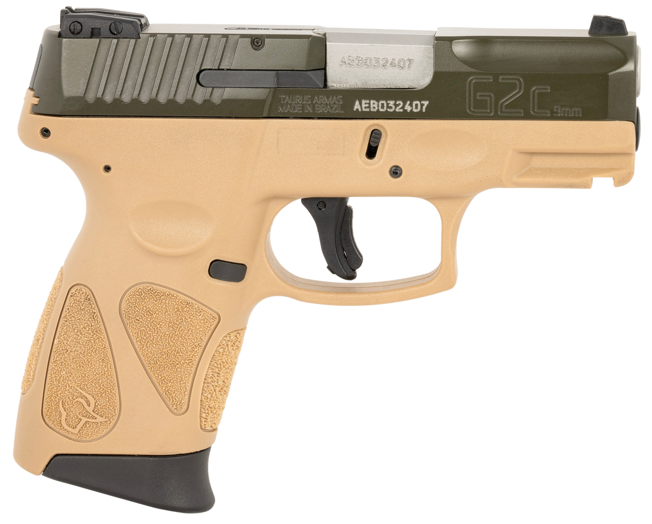Taurus G2C Compact 9mm, 3.26" Barrel, Moss Green/Tan Matte Finish, 12rd