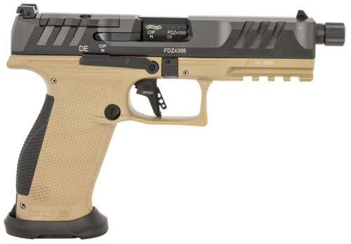 Walther PDP Pro 9mm, 5.1" Barrel, FDE Frame, Black Slide, Flared Magwell, 18rd