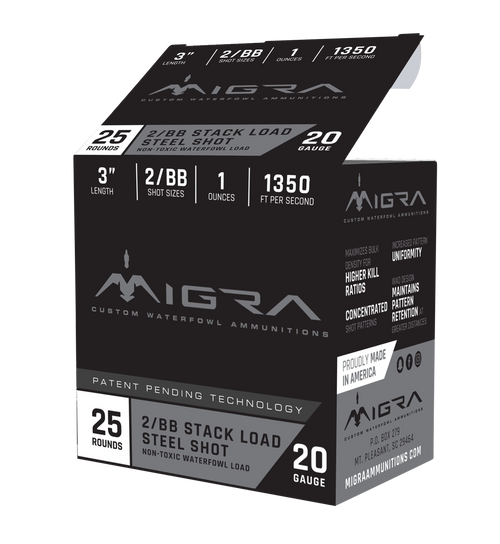 Migra Combinational 20 Ga, 3", 1 oz, 4/6 Steel Shot, 25rd Box