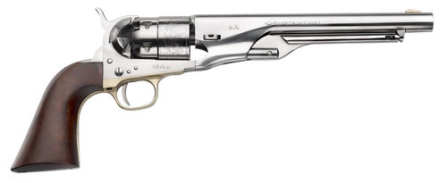 Pietta 1860 Army "Old Silver" 44 Cal, 8" Barrel, Silver Steel Frame, Walnut Grip, 6rd