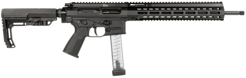 B&T SPC9 9mm, 16" Threaded Barrel, Black, Front/Rear Flip Sights, 30rd