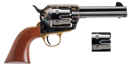 Cimarron Pistolero 9mm/357 Magnum, 4.75" Barrel, Case Hardened, Wood Grip, 6rd