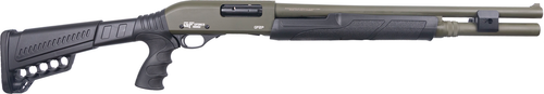 GForce GF2P 12 Ga, 20" Barrel 3" Chamber, Olive Drab Green, Rubber Pistol Grip, 7rd