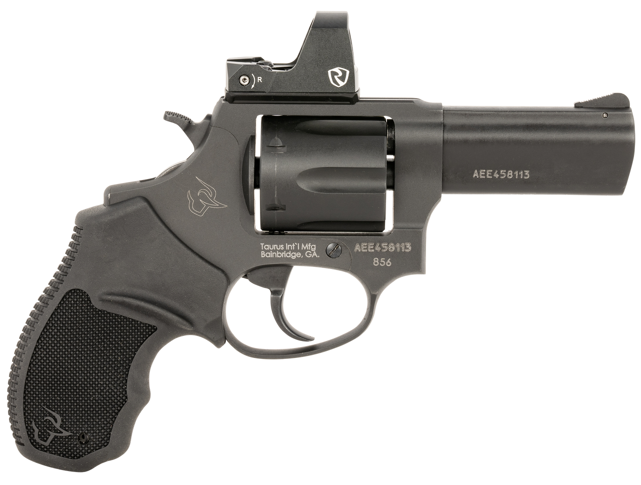 Taurus 856 T.O.R.O. 38 Special, 3" Barrel, Black Stainless, Optic Ready Frame, Rubber Grip, Riton Red Dot, 6rd