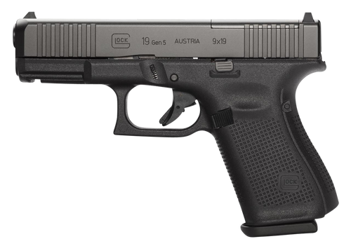 Glock G19 Gen5 MOS 9mm, 4.02" Barrel, Black, MOS Cut, 15rd