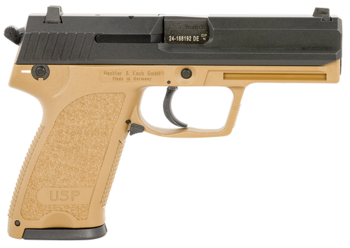 HK USP9 V1 9mm, 4.86" Barrel, Black Slide, Flat Dark Earth Frame, 10rd