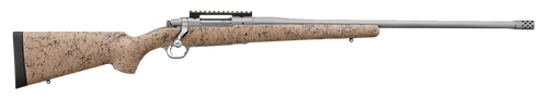 Ruger Hawkeye FTW Hunter 6.5 PRC, 24" Threaded Barrel, Tan/Black Speckled Stock, 4rd