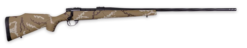 Weatherby Vanguard Outfitter 243 Winchester, 24" Threaded Barrel, Brown and White Hand Sponge Paint, 5rd