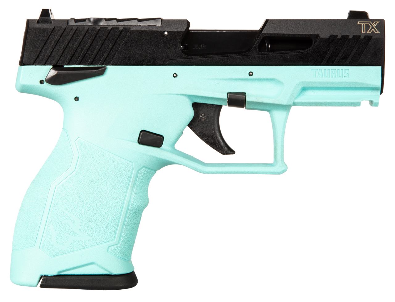Taurus TX22 Compact 22 LR, 3.6" Threaded Barrel, Cyan Frame, Black Slide, 13rd