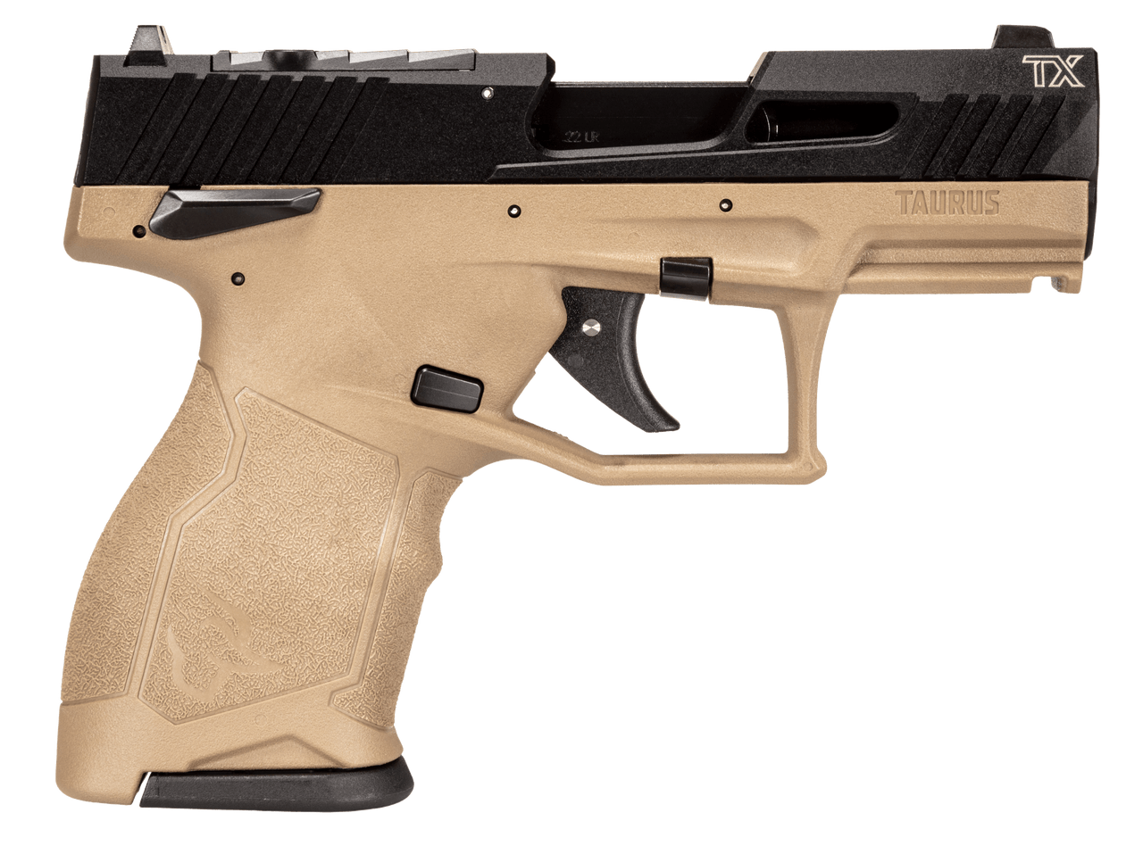 Taurus TX22C 22 LR, 3.6" Threaded Barrel, Flat Dark Earth Frame, Black Slide,