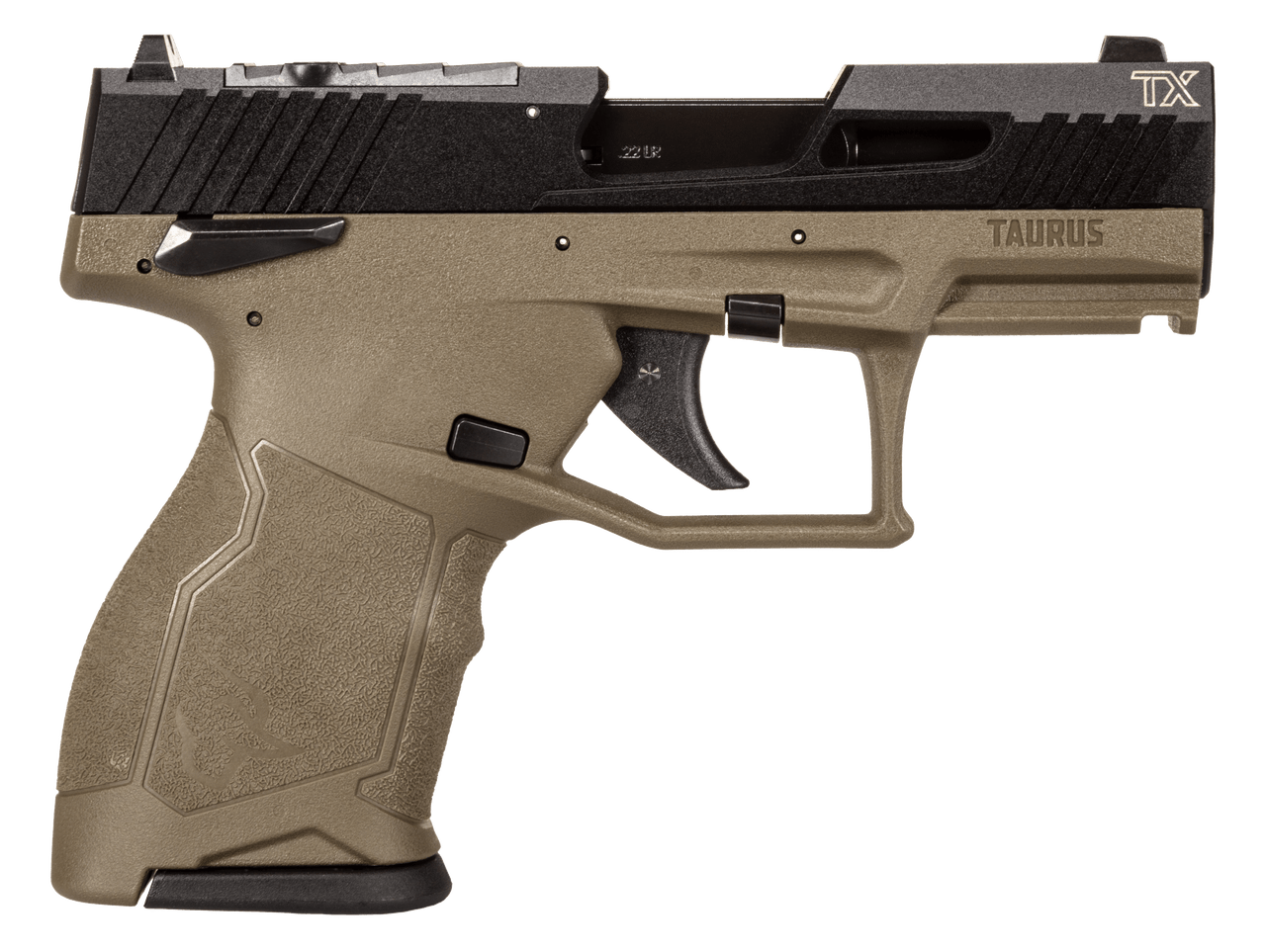 Taurus TX22 Compact 22 LR, 3.6" Threaded Barrel, Olive Drab Green Frame, Black Slide, 13rd
