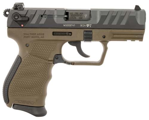 Walther PD380 380 ACP, 3.7" Barrel, Military Green Grip, Black Slide, 9rd