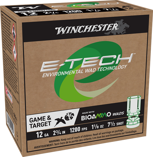 Winchester E-Tech 12 Ga, 2.75", 1 1/8 oz, 7.5 Shot, 25rd Box