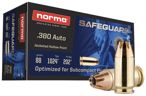 Norma Safeguard 380 ACP 88gr Jacketed Hollow Point 50rd Box