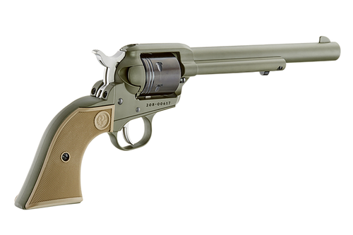 Ruger Wrangler 22 LR, 6" Barrel, Olive Drab Green Cerakote, Flat Dark Earth Grip, 6rd