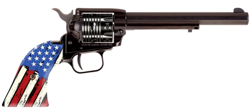 Heritage Rough Rider 22 LR, 6.5" Barrel, Black, Engraved Cylinder, US Flag Grip, 6rd