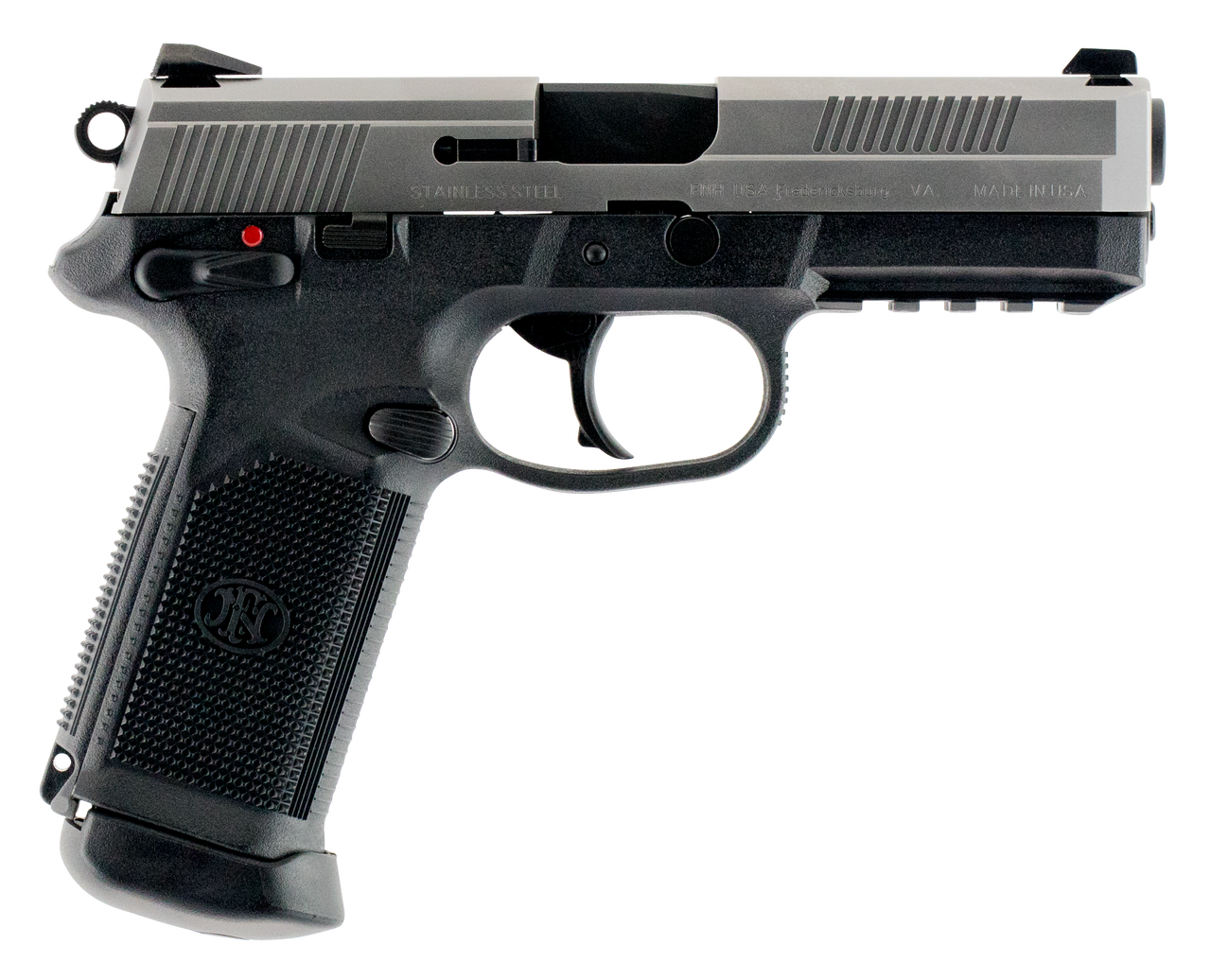 FN LE FNX-45 45 Automatic Colt Pistol (ACP) Single/Double 4.5", Black Interchangeable Backstrap Grip Black Polymer Frame Stainless Steel Slide, 15 rd
