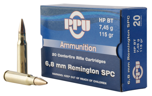 PPU Standard Rifle Rifle 6.8mm Remington SPC, 115gr, Hollow Point Boat-Tail, 20Bx/50Cs