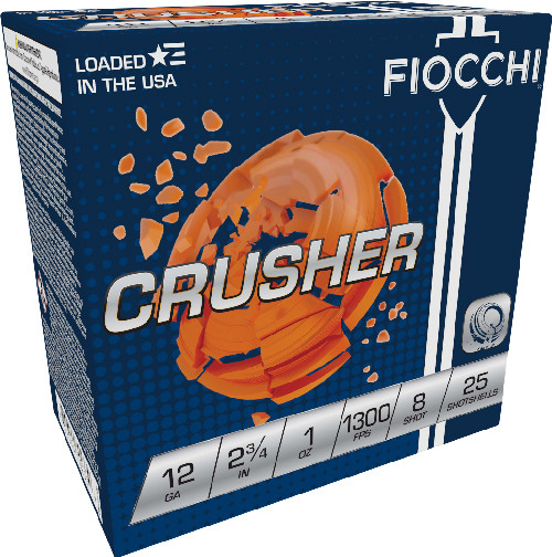 Fiocchi Crusher 12 Ga, 2.75", 1oz, 8 Shot, 250rd Case