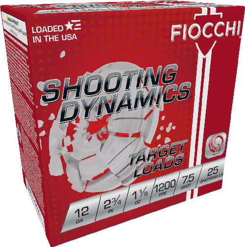 Fiocchi Shooting Dynamics 12 Ga, 2.75", 1-1/8 oz, 7.5 Shot, 250rd Case