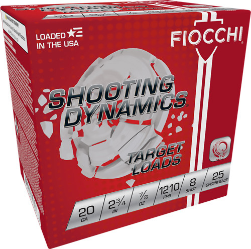 Fiocchi Shooting Dynamics 20 Ga, 2.75", 7/8 oz 8 Shot, 250rd Case