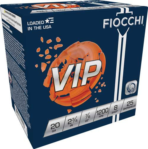 Fiocchi VIP 20 Ga, 2.75", 7/8 oz, 8 Shot, 250rd Case