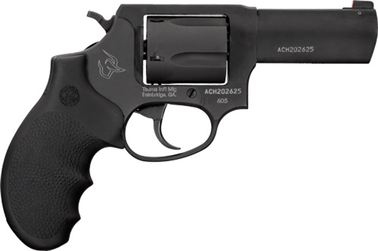 Taurus Defender 605, 357 Mag, DASA, 3" BBL, Black Steel Frame, Hogue Grips, Front Night Sight, 5Rnd