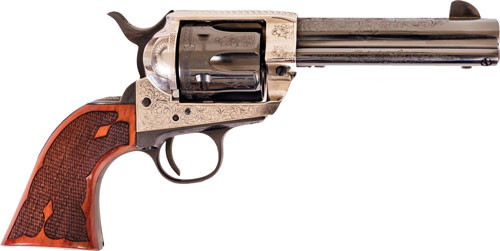 Cimarron Frontier 357 Magnum, 4.75" Barrel, Engraved Silver, 6rd