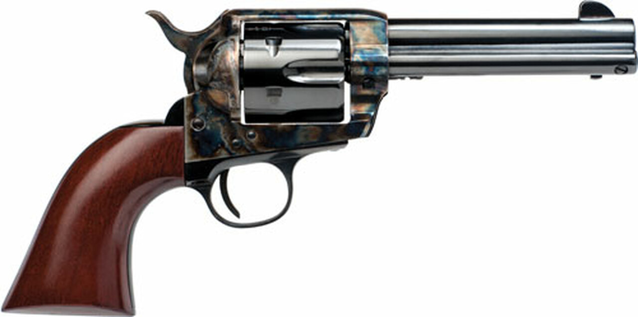 Cimarron Frontier 44-40 Winchester, 4 3/4" Barrel, Color Casehardened, Blued, Walnut, 6rd